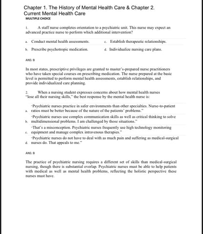 Test bank Foundations of Mental Health Care 8th Edition by Morrison-Valfre