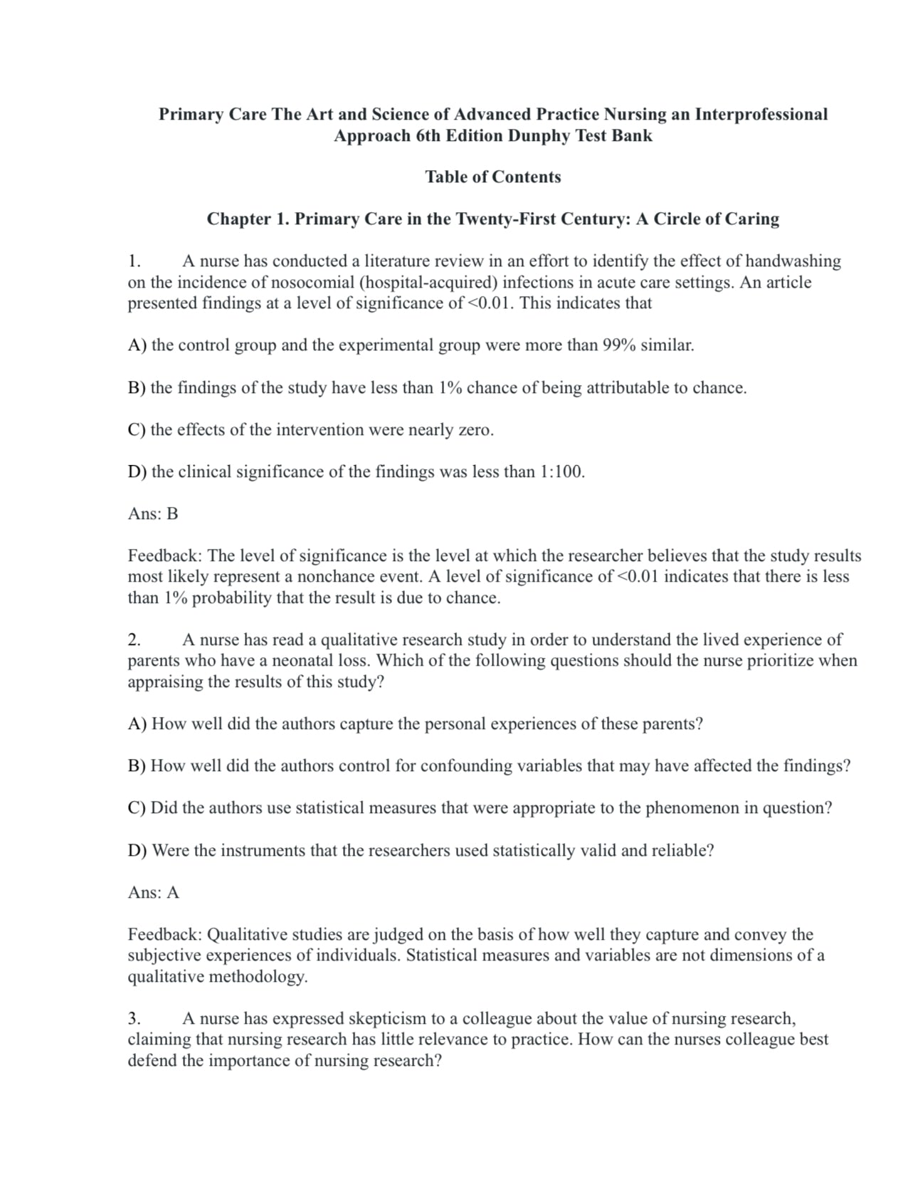 Test Bank Primary Care: The Art and Science of Advanced Practice Nursing – An Interprofessional Approach, 6th Edition by Debera J. Dunphy