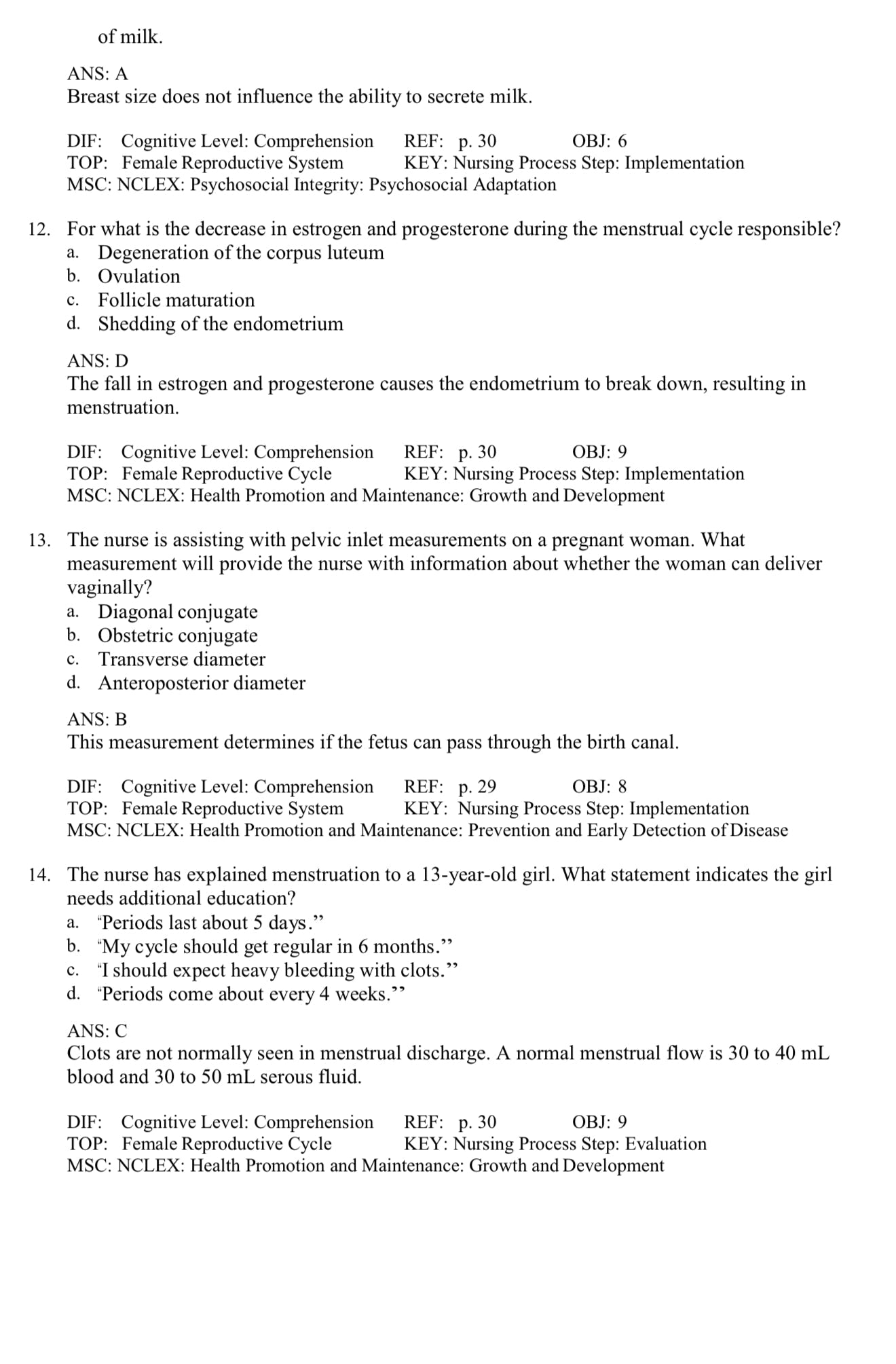 TEST BANK Introduction to Maternity and Pediatric Nursing 9th Edition Leifer