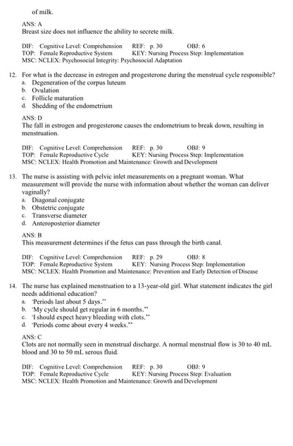 TEST BANK Introduction to Maternity and Pediatric Nursing 9th Edition Leifer