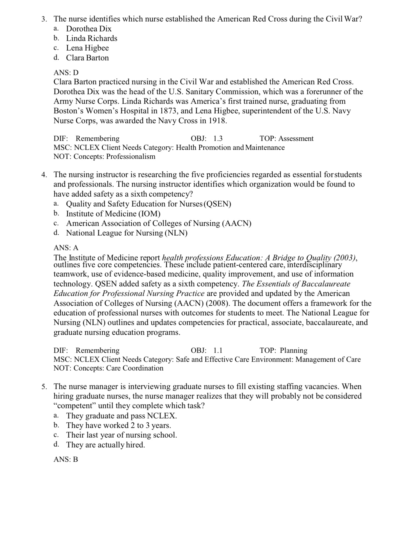 Test bank Fundamentals of Nursing Active Learning for Collaborative Practice 3rd Edition Yoost