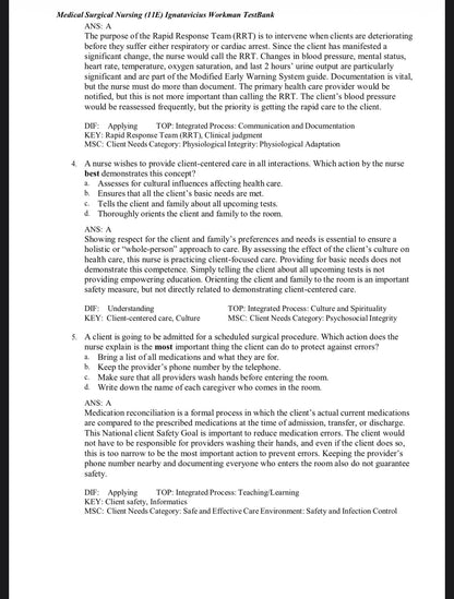 Test bank MEDICAL SURGICAL NURSING:CONCEPTS FOR CLINICAL JUDGEMENT AND COLLABORATIVE CARE 11TH EDITION IGNATAVICIUS