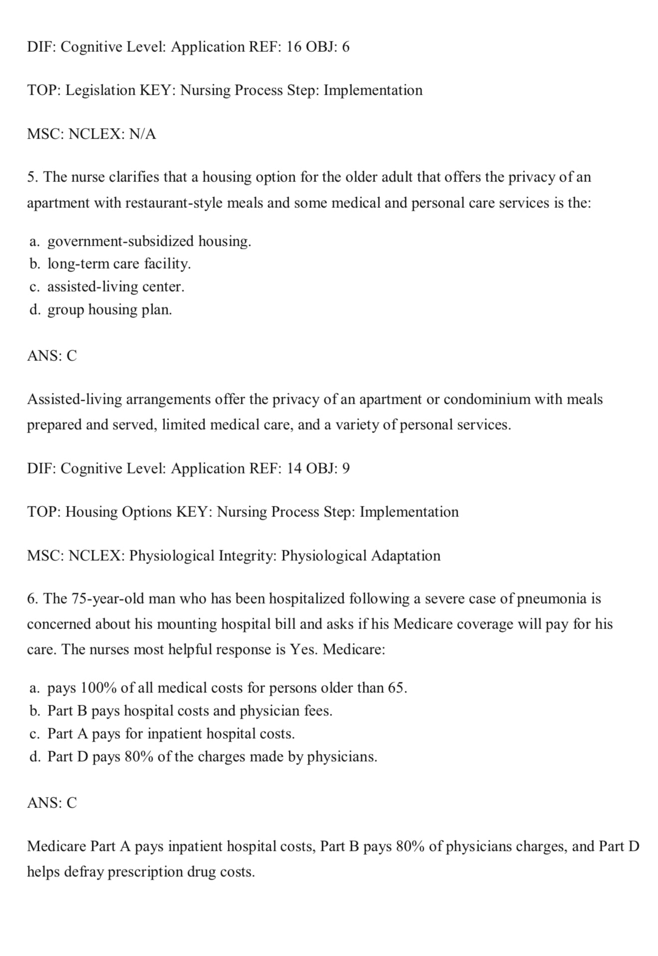 TEST BANK Gerontological Nursing 10th Edition Eliopoulos