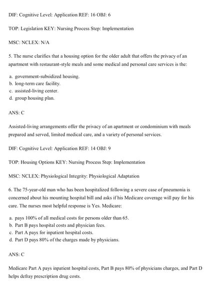 TEST BANK Gerontological Nursing 10th Edition Eliopoulos