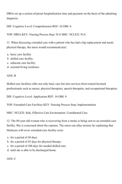 TEST BANK Gerontological Nursing 10th Edition Eliopoulos