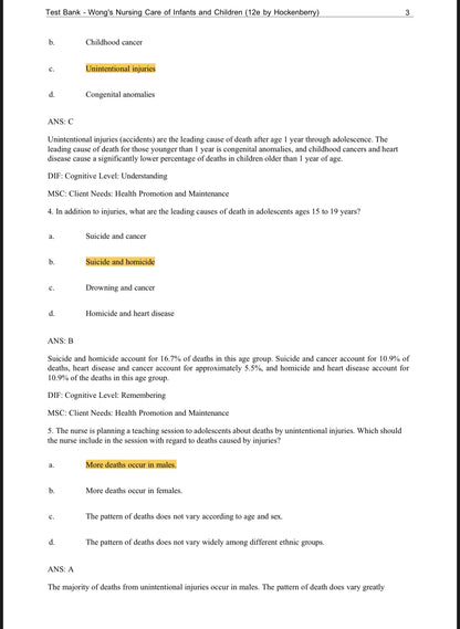 Test Bank for Wong’s Nursing Care of Infants and Children, 12th Edition by Marilyn J. Hockenberry, Elizabeth A. Duffy, and Karen Gibbs