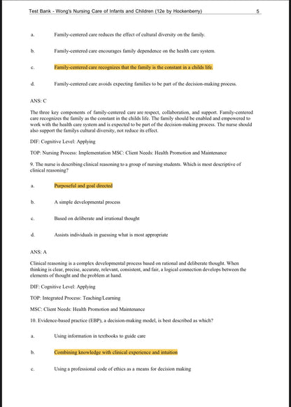 Test Bank for Wong’s Nursing Care of Infants and Children, 12th Edition by Marilyn J. Hockenberry, Elizabeth A. Duffy, and Karen Gibbs